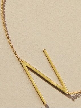 New! Gold Monogram Initial Letter Pendant Necklace NWOT